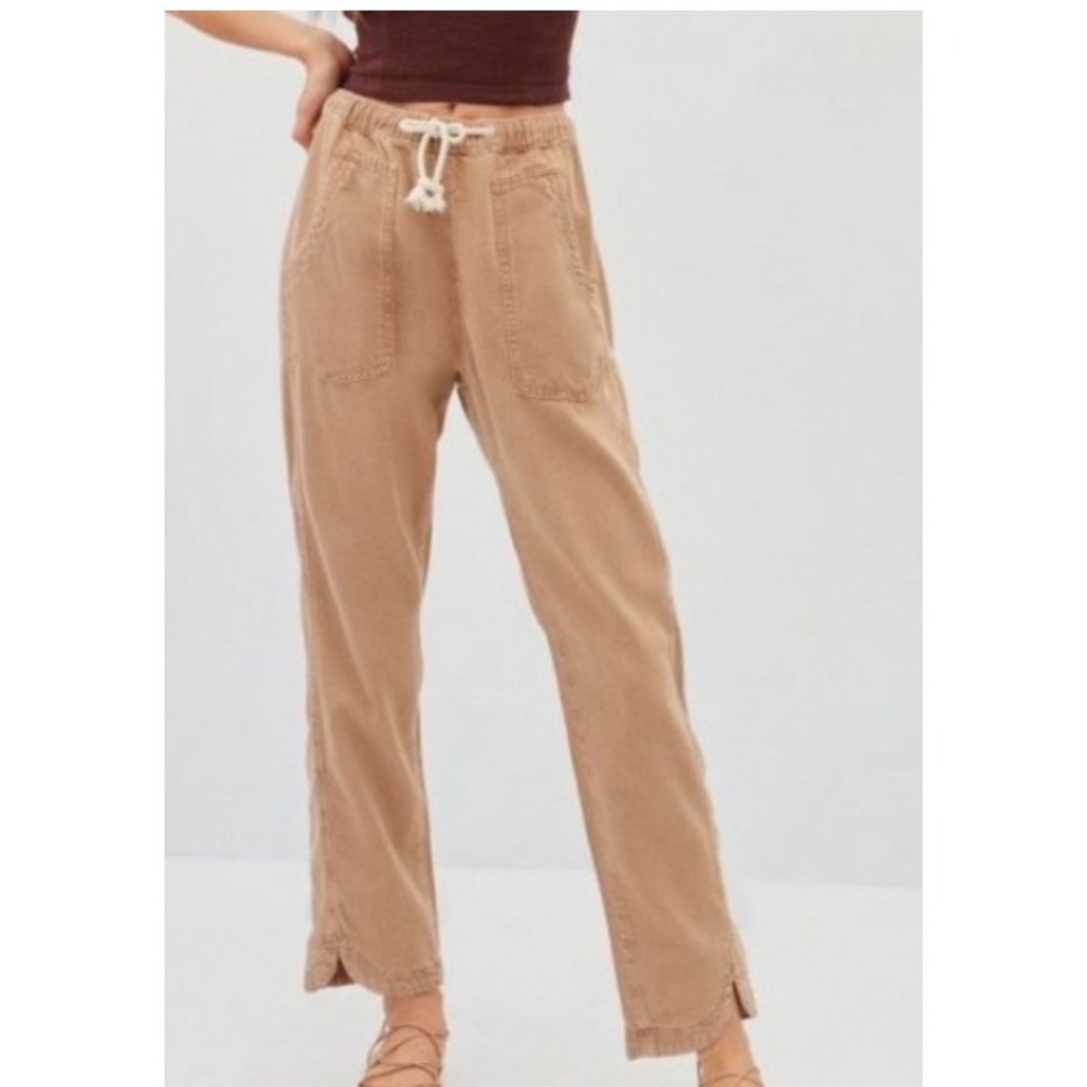 Pilcro Drawstring Denim Jogger Pants Brown Ankle Length Womens Medium